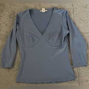 Maxou Y2K V-Neck Baby Blue Women's 3/4 Length Sleeve Top Excellent Like New!!!